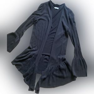 Garnet Hill waterfall black open front cardigan size‎ small